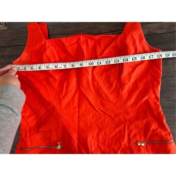 Lauren Ralph Lauren Orange White Tan Stripes Sheath Dress Zip Back Pockets Sz 12 - Picture 9 of 10